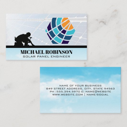 Solar Tech Company Logo | dakwerker technicus Visitekaartje (Voorkant / Achterkant)