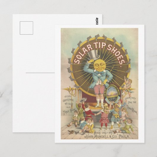  Solar Tip Shoes Advertentie Lithografie Briefkaart (Voorkant / Achterkant)