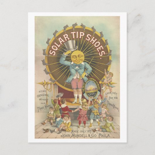  Solar Tip Shoes Advertentie Lithografie Briefkaart (Voorkant)