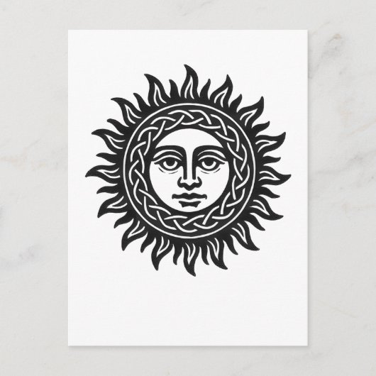 Solar Visage Sigil – Zwarte Zon Embleem T-shirt Briefkaart (Voorkant)