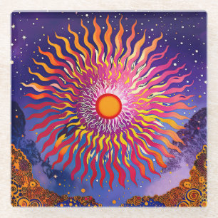 "Solar Whispers in the Sky" De Zon Glazen Onderzetter