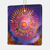 "Solar Whispers in the Sky" De Zon Keramisch Ornament (Links)
