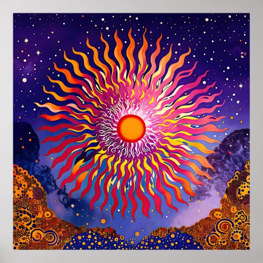 "Solar Whispers in the Sky" De Zon Poster (Voorkant)