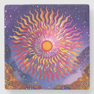 "Solar Whispers in the Sky" De Zon Stenen Onderzetter