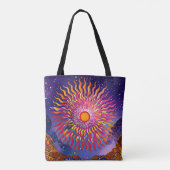 "Solar Whispers in the Sky" De Zon Tote Bag (Achterkant)