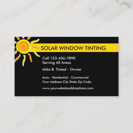 Solar Windows Tinting Visitekaartje (Voorkant)