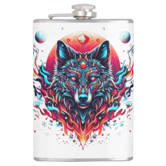 Solar Wolf Totem – Vuur en maanlicht Fusion Heupfles