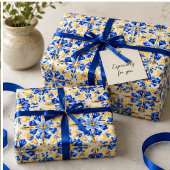 Solara Bloom Hand-Painted Sapphire and Amber Cadeaupapier