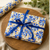 Solara Bloom Hand-Painted Sapphire and Amber Cadeaupapier