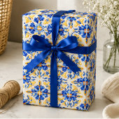 Solara Bloom Hand-Painted Sapphire and Amber Cadeaupapier
