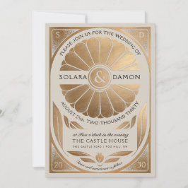 SOLARA I - Botanic Faux Gold Wedding Invitation Kaart