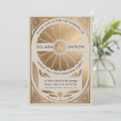 SOLARA I - Botanic Faux Gold Wedding Invitation Kaart (Staand voorkant)