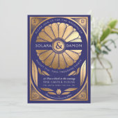 SOLARA II - Floral Faux Gold Wedding Invitation Kaart (Staand voorkant)