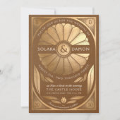 SOLARA III - Floral Faux Gold bruiloft uitnodiging (Voorkant)