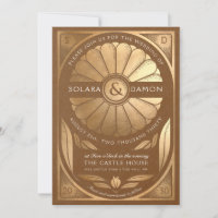 SOLARA III - Floral Faux Gold bruiloft uitnodiging