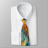 Solaris Cascade Abstract Blauw Goud Kunst Stropdas (Gebonden)