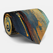 Solaris Cascade Abstract Blauw Goud Kunst Stropdas (Opgerold)