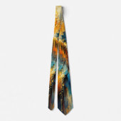 Solaris Cascade Abstract Blauw Goud Kunst Stropdas (Achterkant)