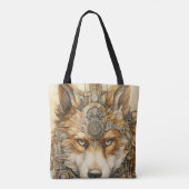 Solarpunk Red Wolf Steampunk inspiratie Tote Bag (Achterkant)