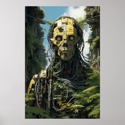 Solarpunk Redshift Crumbling City Poster (Voorkant)