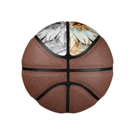 Solarpunk Rode en witte wolf Basketbal (Rechts)