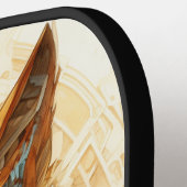 Solarpunk Rode en witte wolf Pickleball Paddle (Links Detail)