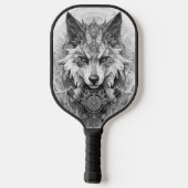 Solarpunk Rode en witte wolf Pickleball Paddle (Achterkant)