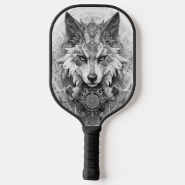 Solarpunk Rode en witte wolf Pickleball Paddle