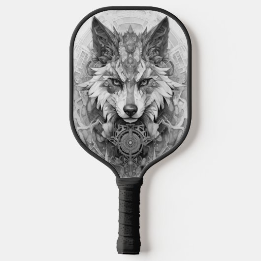 Solarpunk Rode en witte wolf Pickleball Paddle (Achterkant)