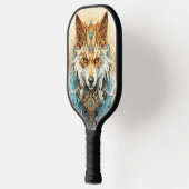 Solarpunk Rode en witte wolf Pickleball Paddle (Links)