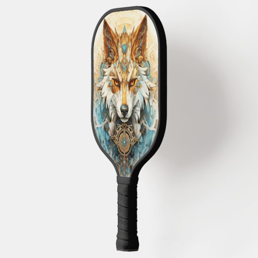 Solarpunk Rode en witte wolf Pickleball Paddle (Links)