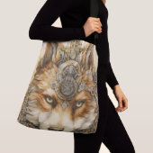 Solarpunk Rode Wolf Steampunk inspiratie Crossbody Tas (Dichtbij)