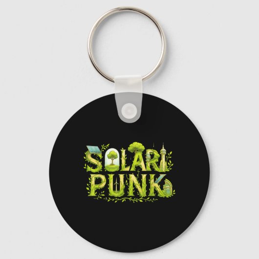 Solarpunk Sciencefiction Sci-Fi Eco Solar Punk Sleutelhanger (Voorkant)