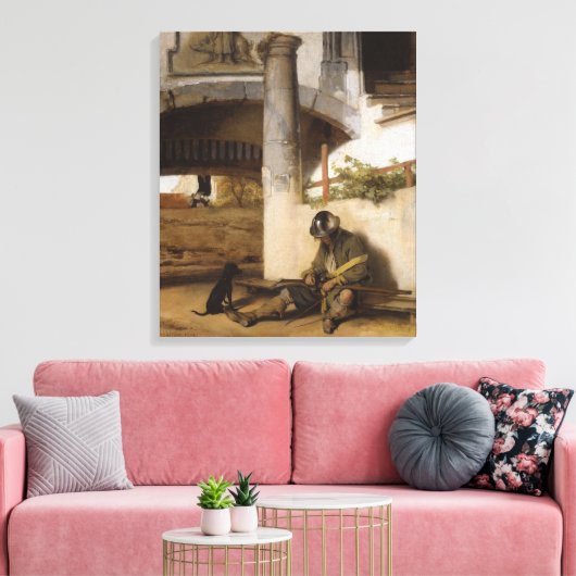 Soldaat bewaakt een poort met zijn hond canvas afdruk (Insitu (Woonkamer))