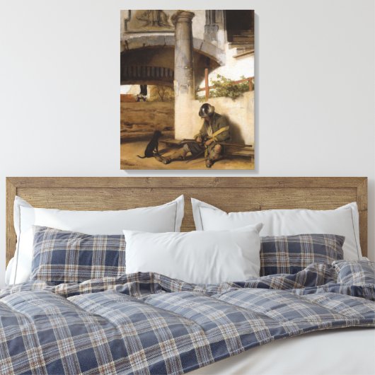 Soldaat bewaakt een poort met zijn hond canvas afdruk (Insitu (Slaapkamer))