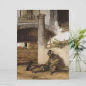 Soldaat bewaakt een poort met zijn hond kaart (Staand voorkant)