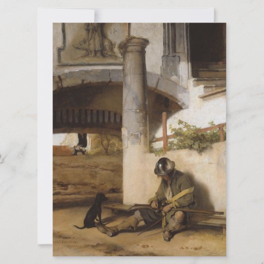 Soldaat bewaakt een poort met zijn hond kaart (Voorkant)