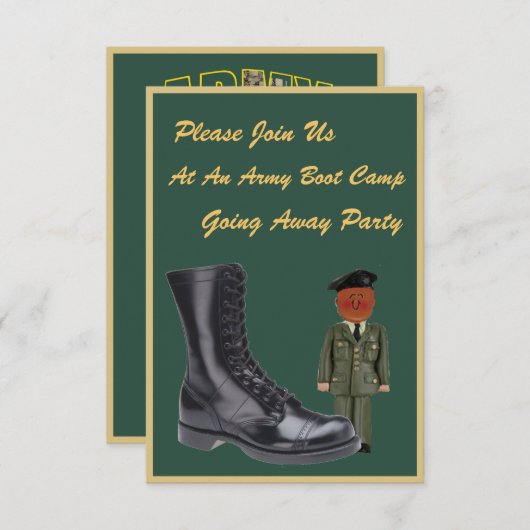 Soldaat Boot Camp weggaat uitnodigingen (Voorkant / Achterkant)