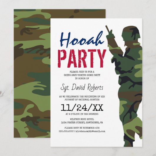 Soldaat camouflage militair feest kaart (Voorkant / Achterkant)