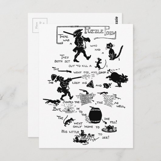 Soldaat, Cat en Rat Rebus Poem Briefkaart (Voorkant / Achterkant)