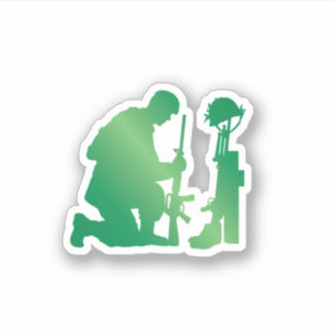 Soldaat die over de Sticker van het slagveld bidt