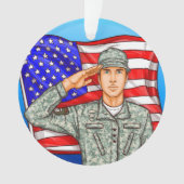 Soldaat en Amerikaanse vlag - appreciatie Ornament (voorkant)