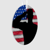 Soldaat en Amerikaanse vlag - appreciatie Ornament (voorkant)