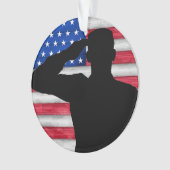 Soldaat en Amerikaanse vlag - appreciatie Ornament (voorkant)