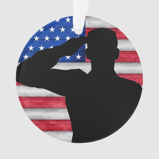 Soldaat en Amerikaanse vlag - appreciatie Ornament (voorkant)