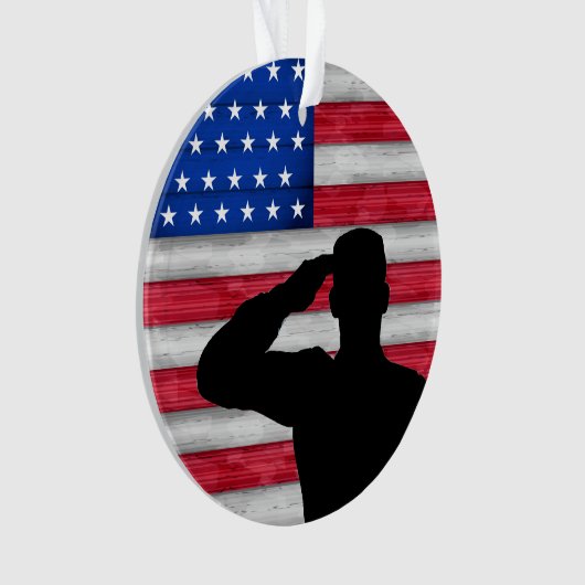 Soldaat en Amerikaanse vlag - appreciatie Ornament (voorkant)