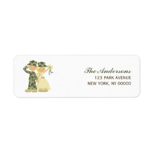 Soldaat en Bride Wedding Address Return Labels