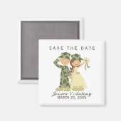 Soldaat en Bride Wedding Save the Date Magneet (Voorkant / Achterkant)