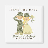 Soldaat en Bride Wedding Save the Date Magneet (Voorkant)