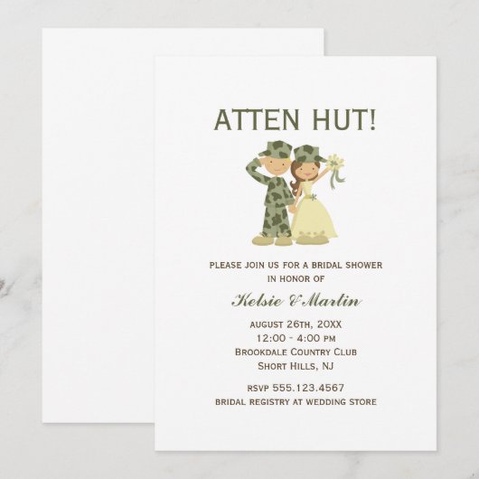 Soldaat en Bride Wedding Shower-uitnodigingen Kaart (Voorkant / Achterkant)